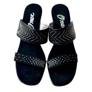 Onex Black Iridescent Rhinestone Lizzie Heel Sandals Women’s 10